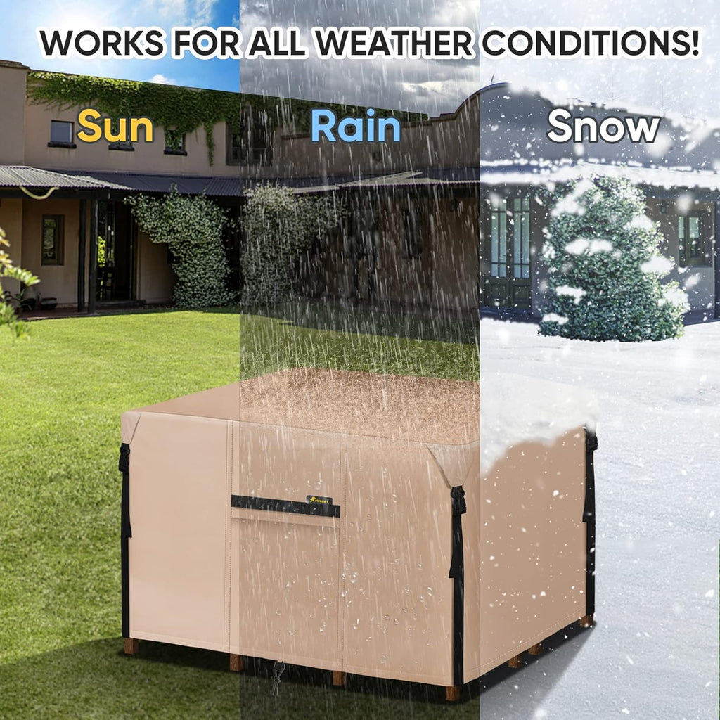 Waterproof 600D Canvas Patio Table Cover (Khaki, 86''x 62'') R317407