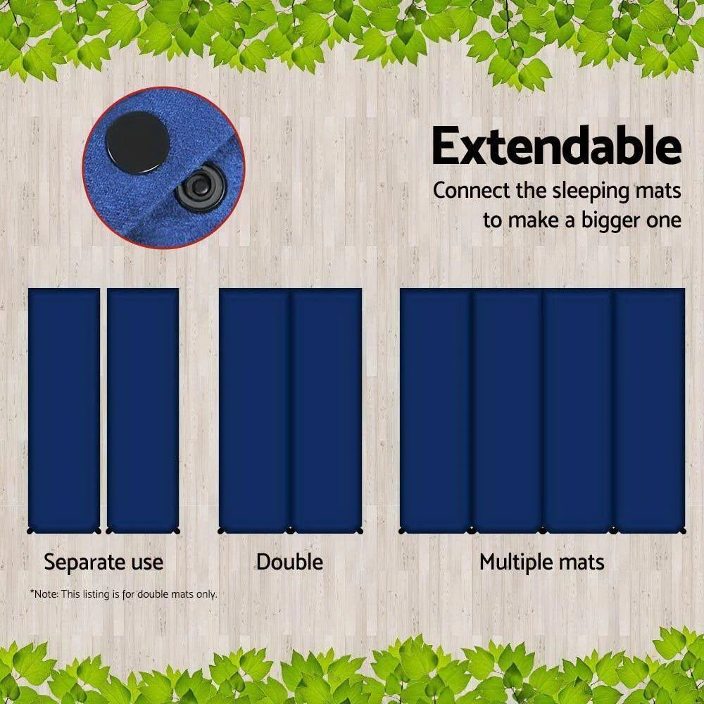 Self Inflating Camping Sleeping Mat Double Navy 10cm Thick Q86407