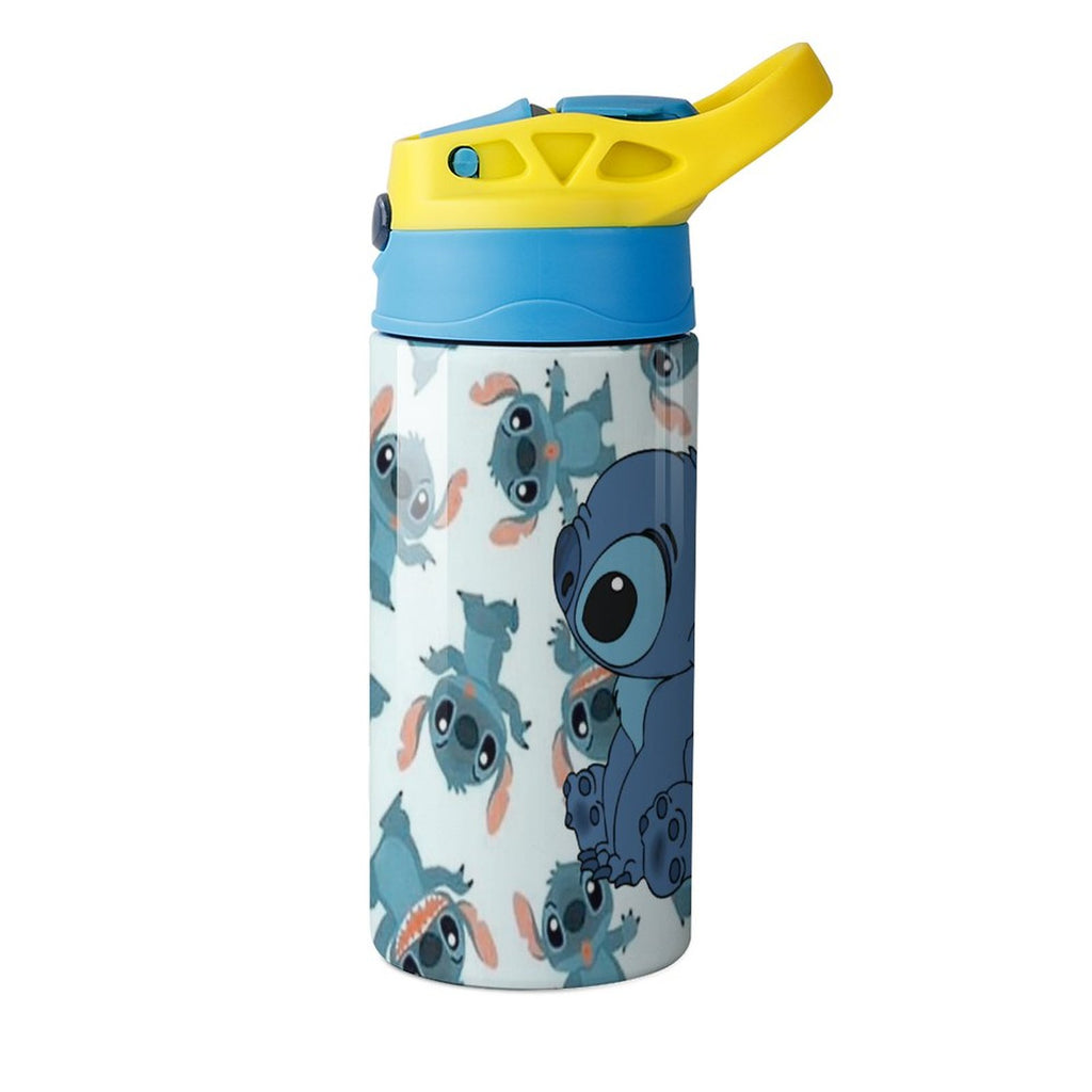 Blue-Stitch-Kawaii Children's Water Bottle Vacuum Insulated Stainless Steel Cup With Straw B910588