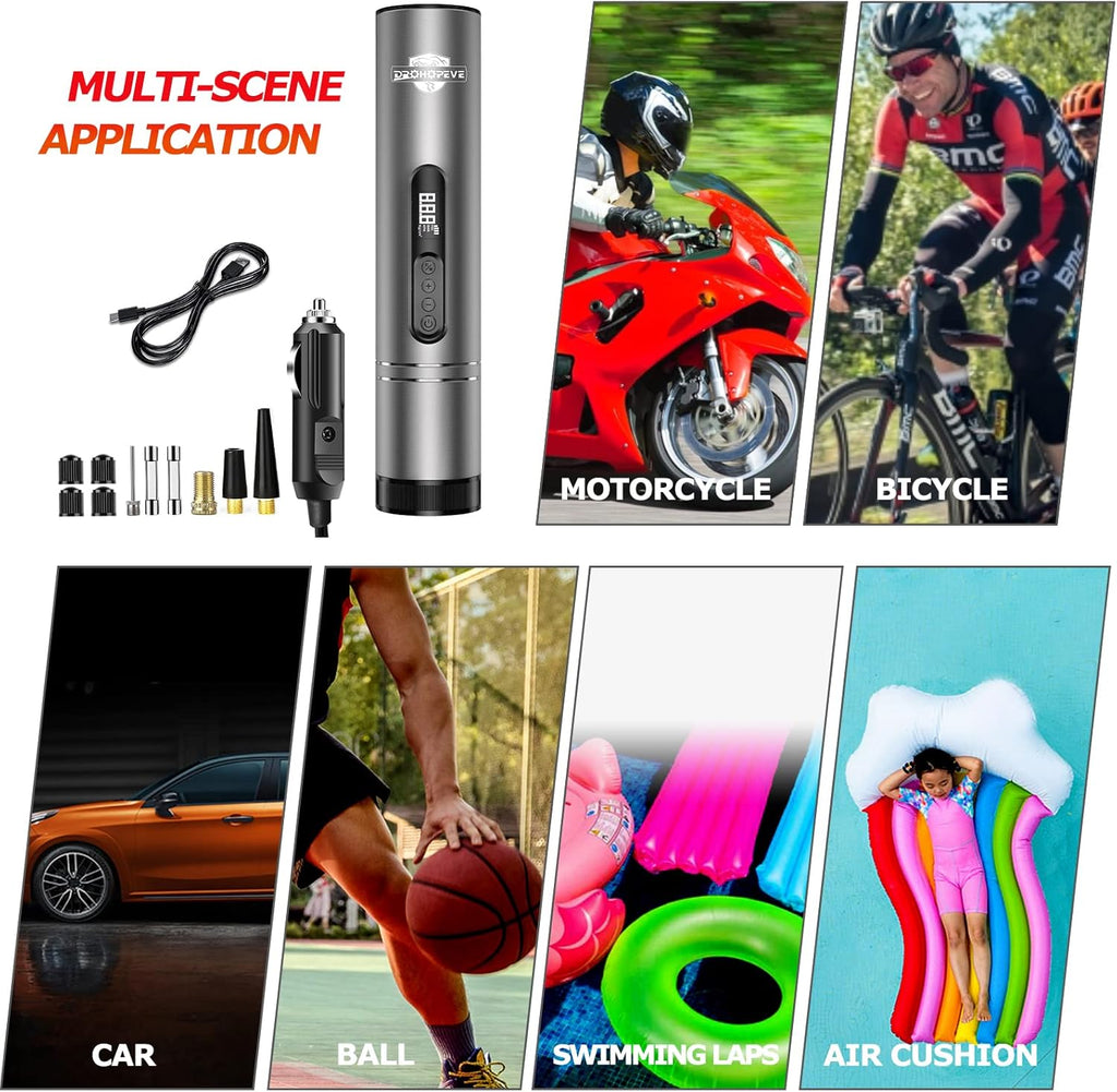 8000mAh Rechargeable Cordless Aluminium Alloy Tire Inflator with Digital Pressure Gauge, Pack of 2 M765