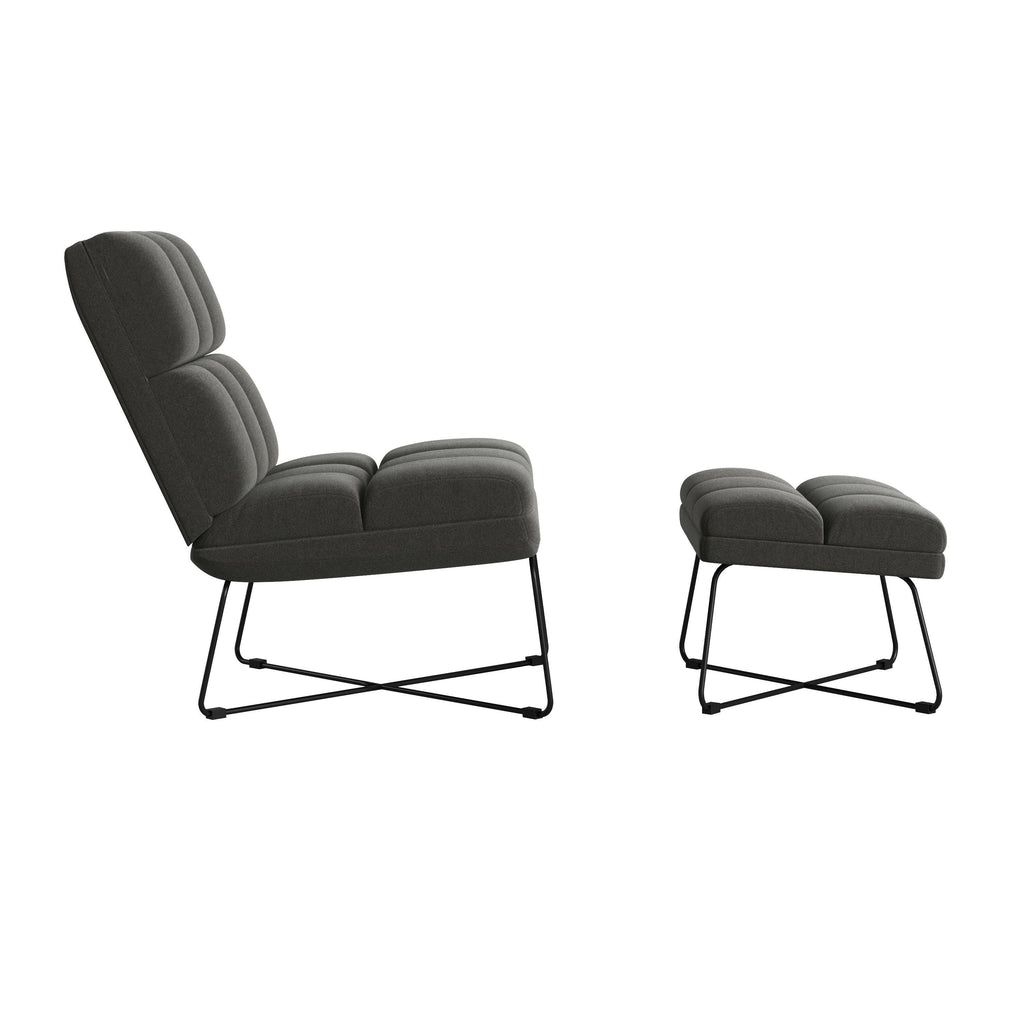 Turquoise Blue Armless Chair and Ottoman D423