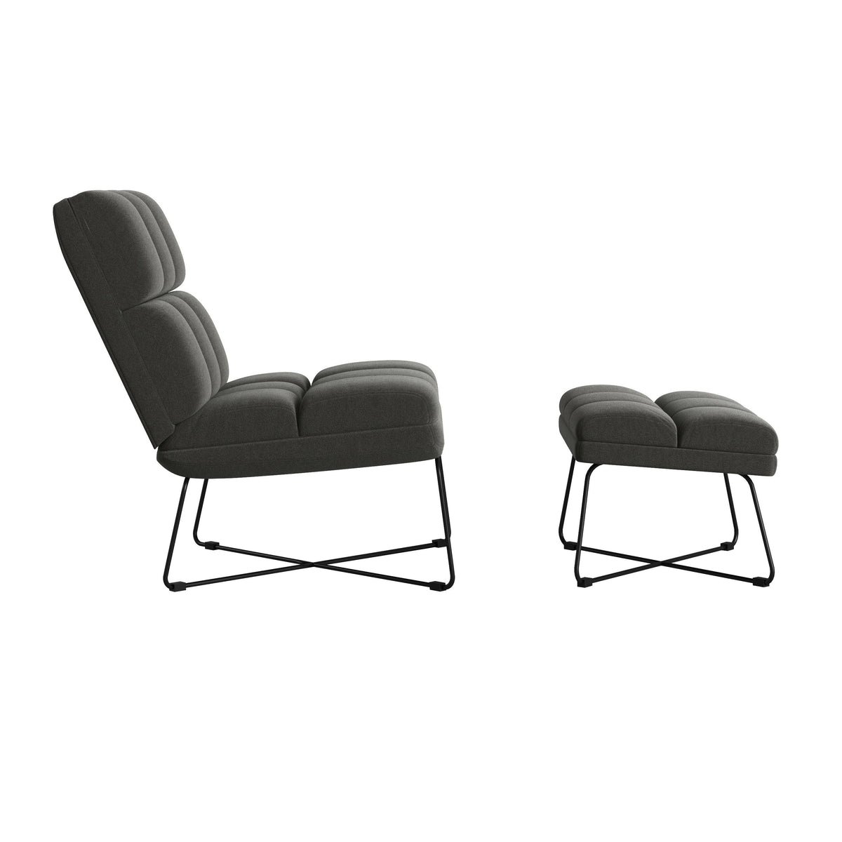 Turquoise Blue Armless Chair and Ottoman D423