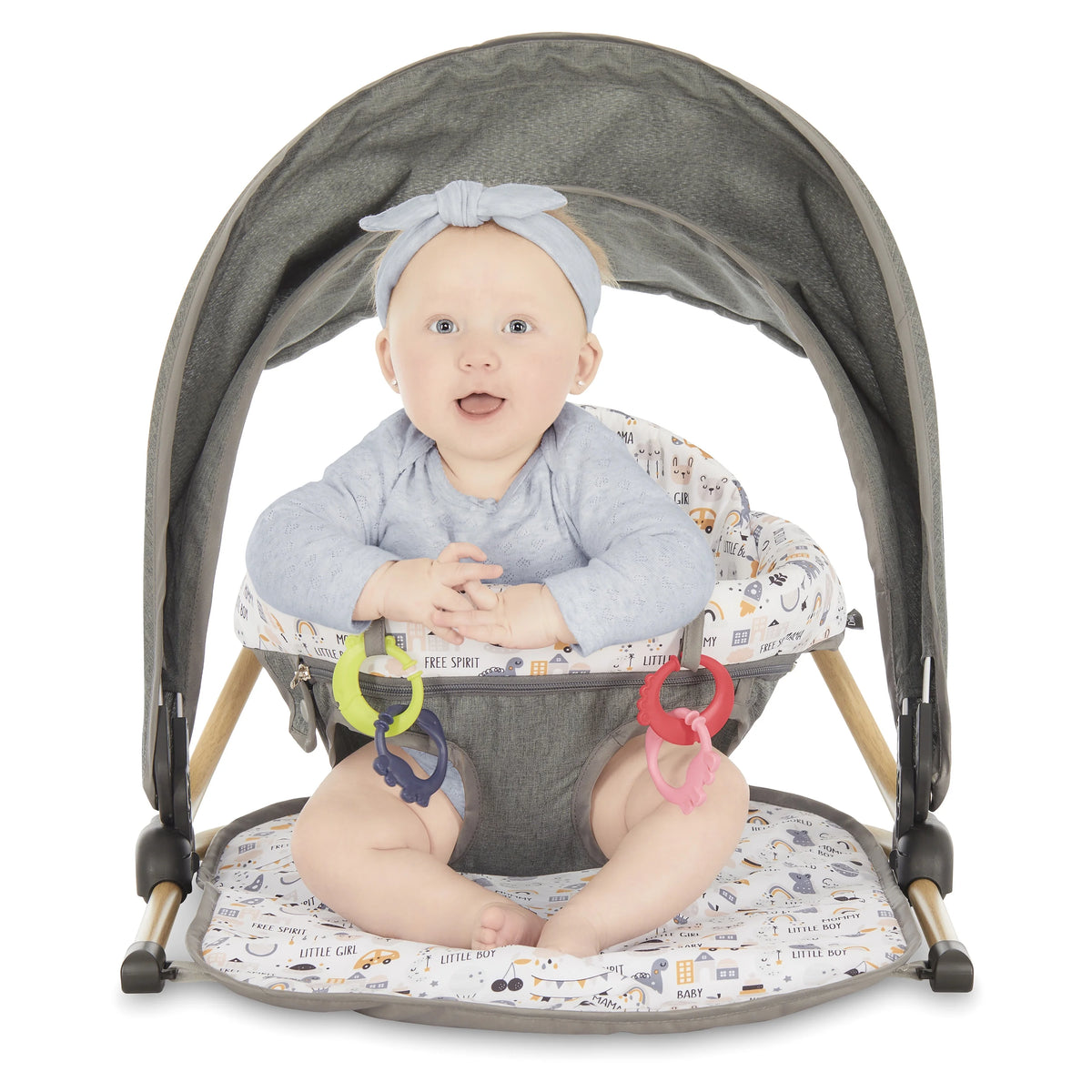 Compact Floor Seat and Canopy with 2 Soft Toys Z32141