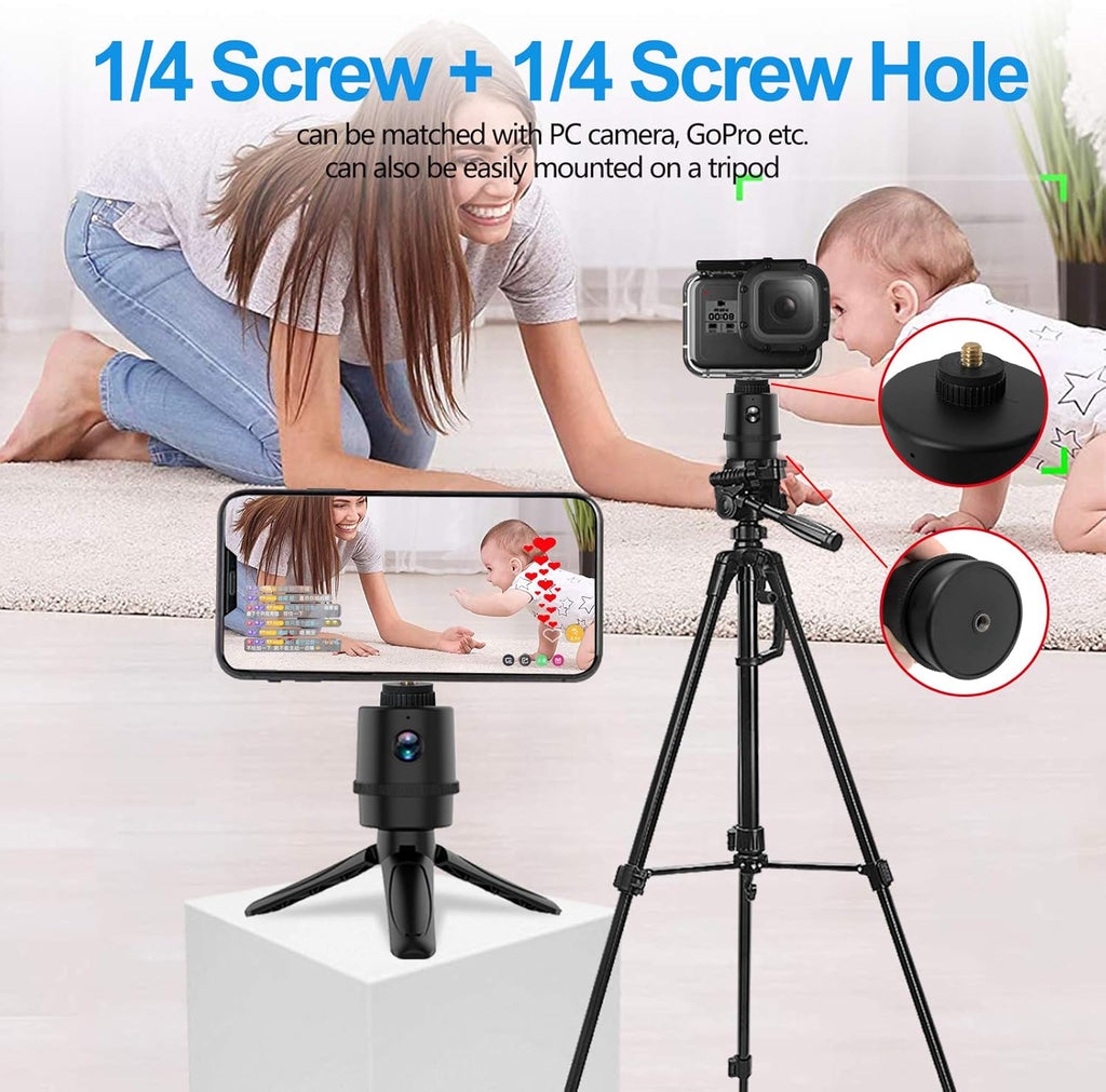 Auto Face Tracking 1080P Webcam with Magnetic Phone Holder and Tripod, PTZ Camera Plug and Play 360° Rotation, Pack of 2 Y658787