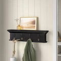 Solid Wood 4 Hook Wall Mounted Coat Rack Black White L899487