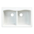 White Double-Basin Granite Drop-In 2-Hole Kitchen Sink M9331