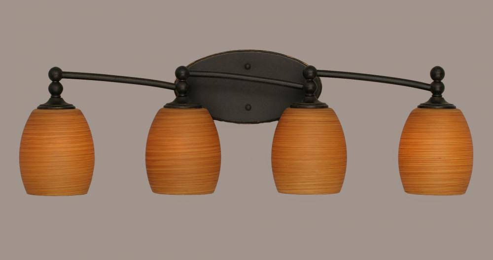 Four Light Bath Bar Dark Granite Finish with Linen Glass L7358