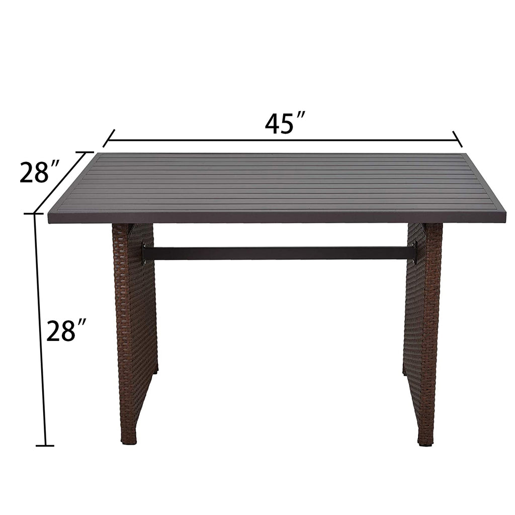 Brown Metal and PE Wicker Patio Dinner Table B525