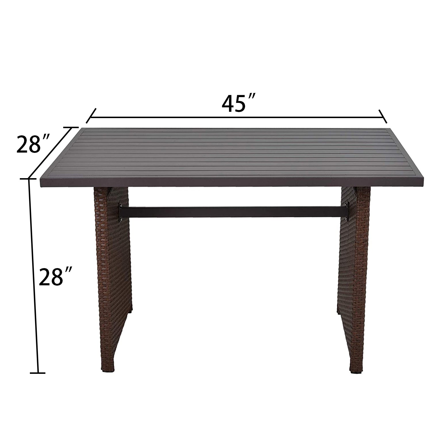 Brown Metal and PE Wicker Patio Dinner Table B525