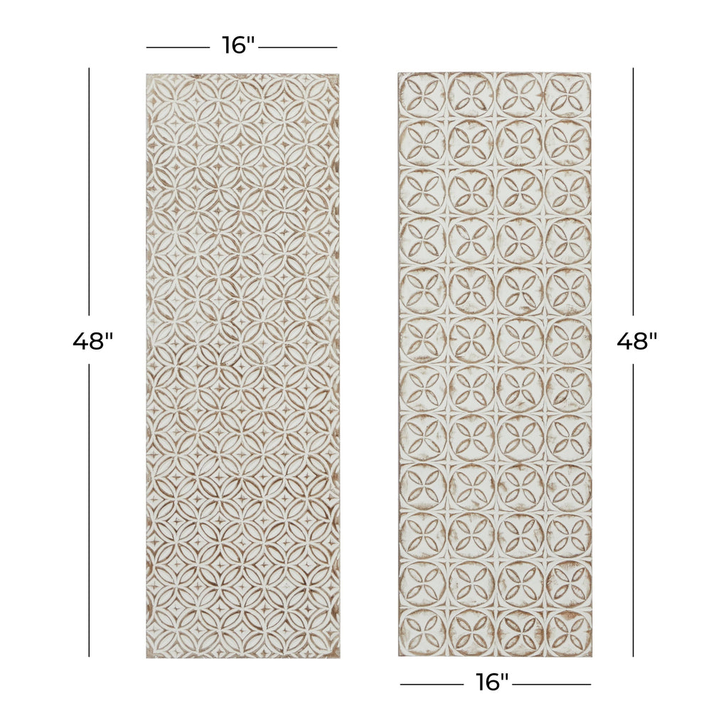Rectangular White and Beige Wood Wall Decor 16 in. x 48 in. H419