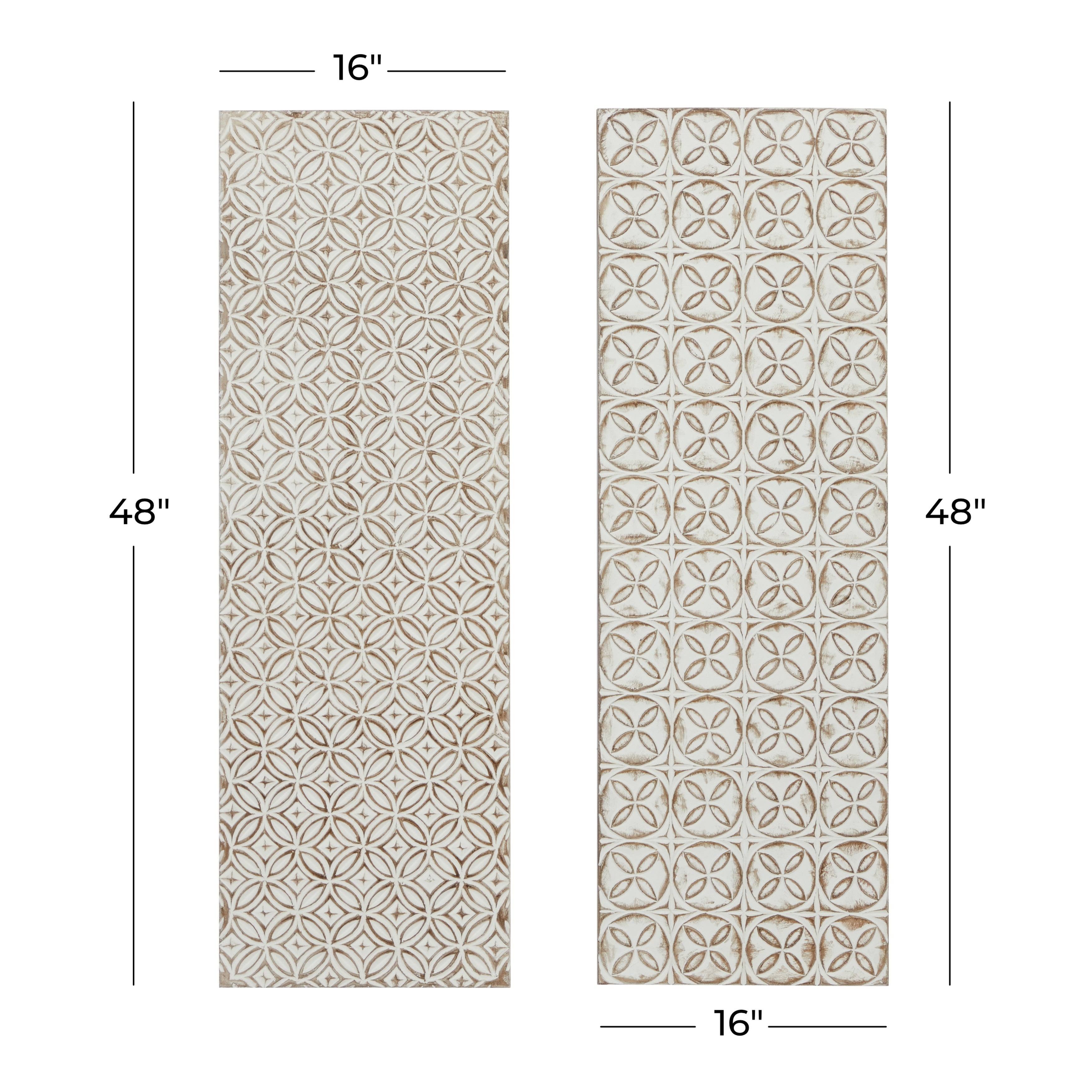 Rectangular White and Beige Wood Wall Decor 16 in. x 48 in. H419