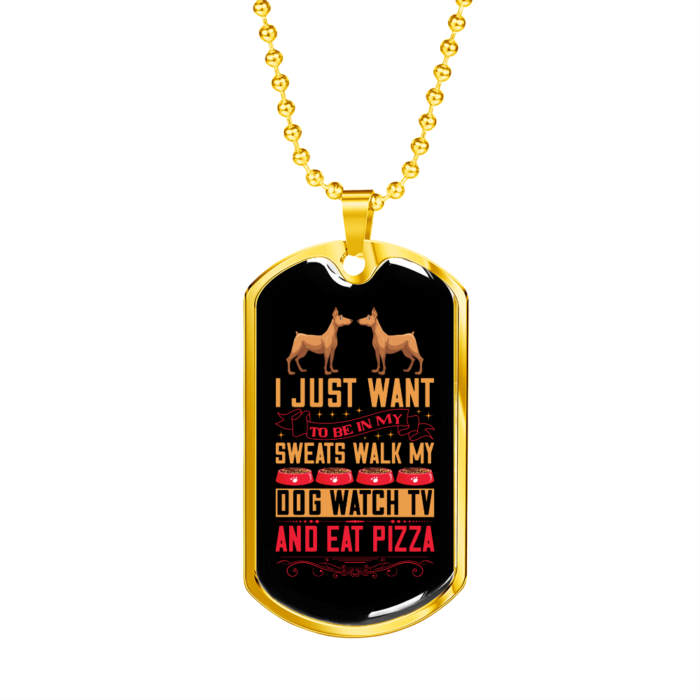 Stainless Steel or 18k Gold Dog Tag Necklace with 24" Chain J138944