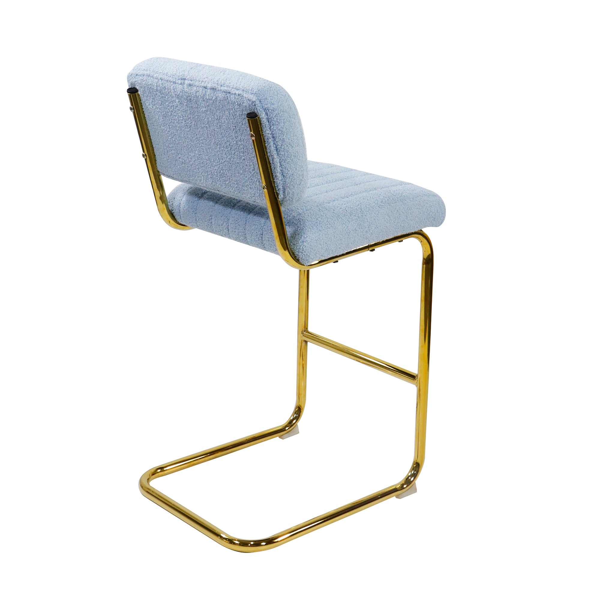 Blue Boucle Upholstered Bar Stools Set of 2 S587