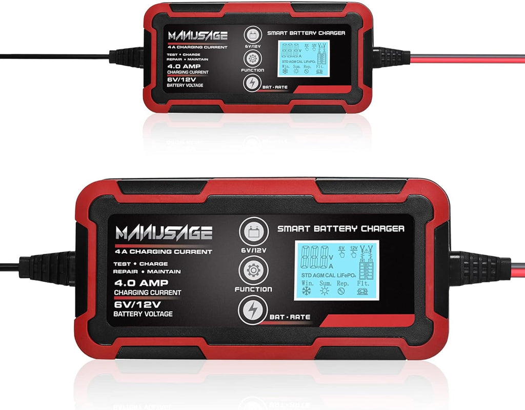 4-Amp 6V 12V Portable Battery Charger and Maintainer Pack of 2 D508340