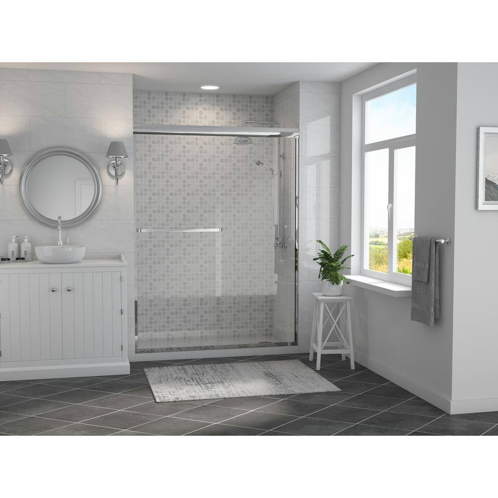 Chrome Clear Semi-Framed Sliding Shower Door with Towel Bar L752998