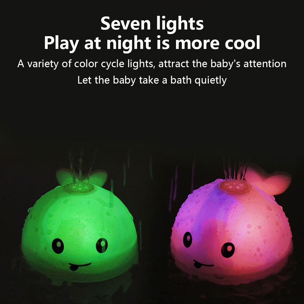 Baby Bath Toy Light up Whale Bath Toy 2 in 1 Induction Water Spray Toy Automatic Sprinkler Bathtub Toy with LED Light U609780