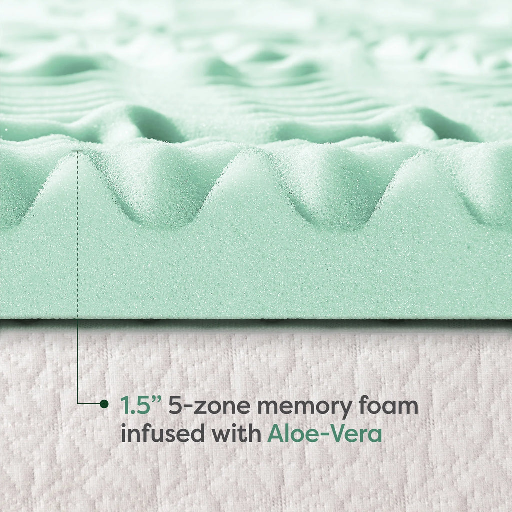 Queen 1.5" 5-Zone Memory Foam Mattress Topper with Aloe Infusion Z498630