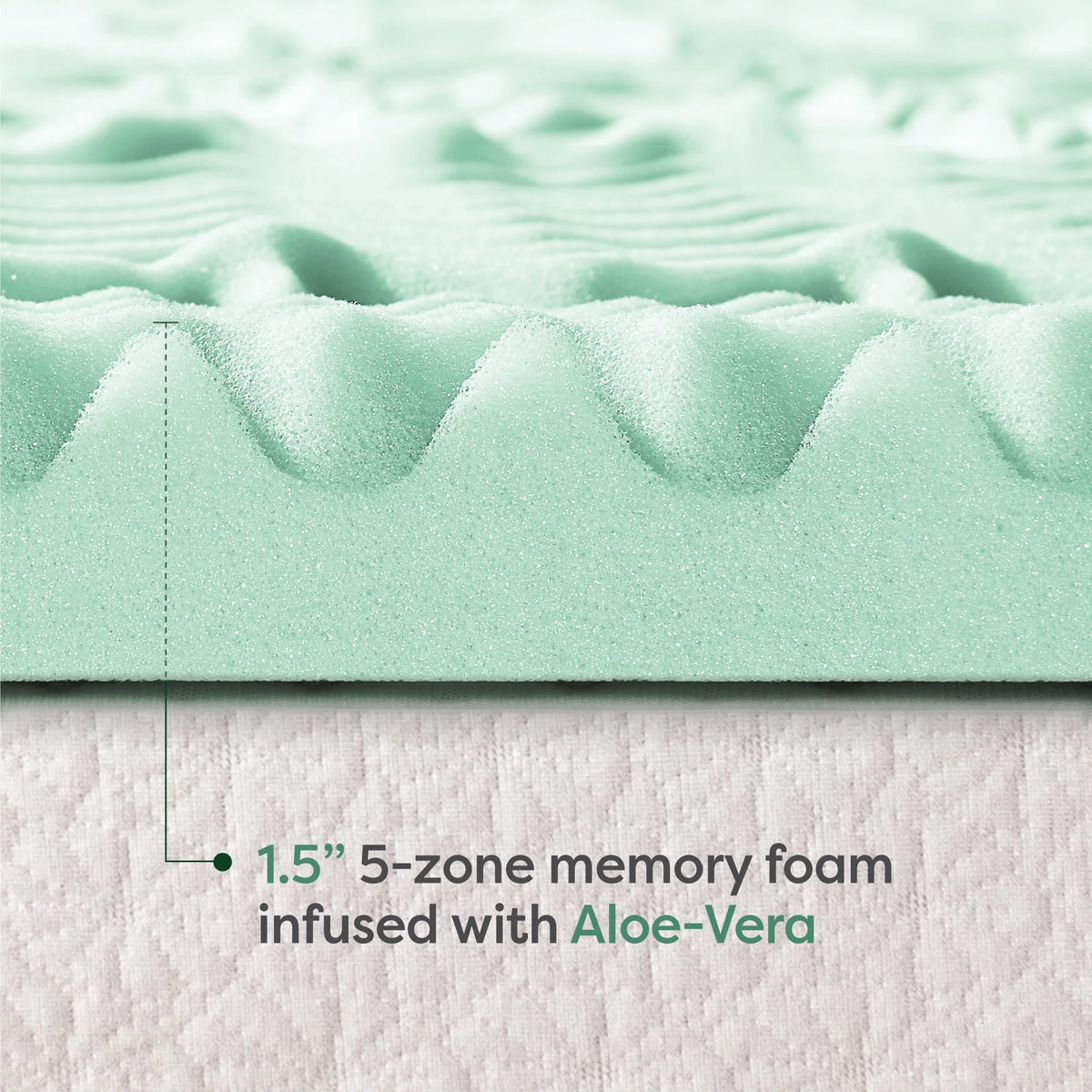 Queen 1.5" 5-Zone Memory Foam Mattress Topper with Aloe Infusion Z498630