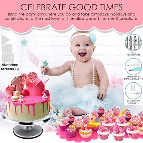 78 Piece Cake Decorating Supplies Kit with Aluminium Rotating Turntable Stand F359