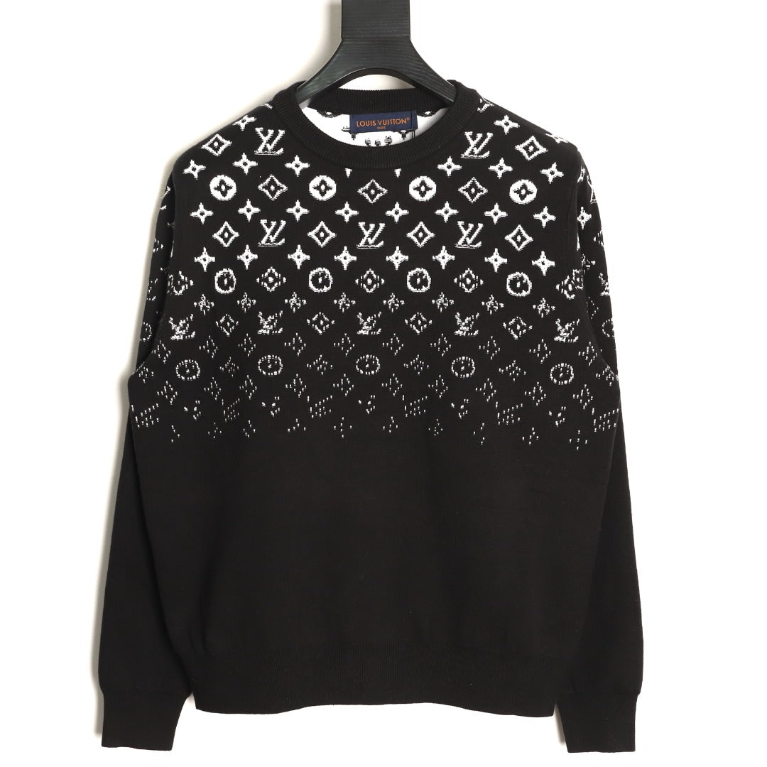 Louis Vuitton Monogram-Style Gradient Crewneck Sweater - Black